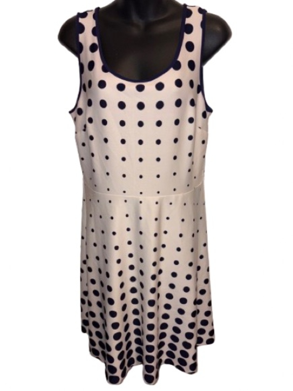 Studio One Cream Dress with Navy Polka Dots size 12